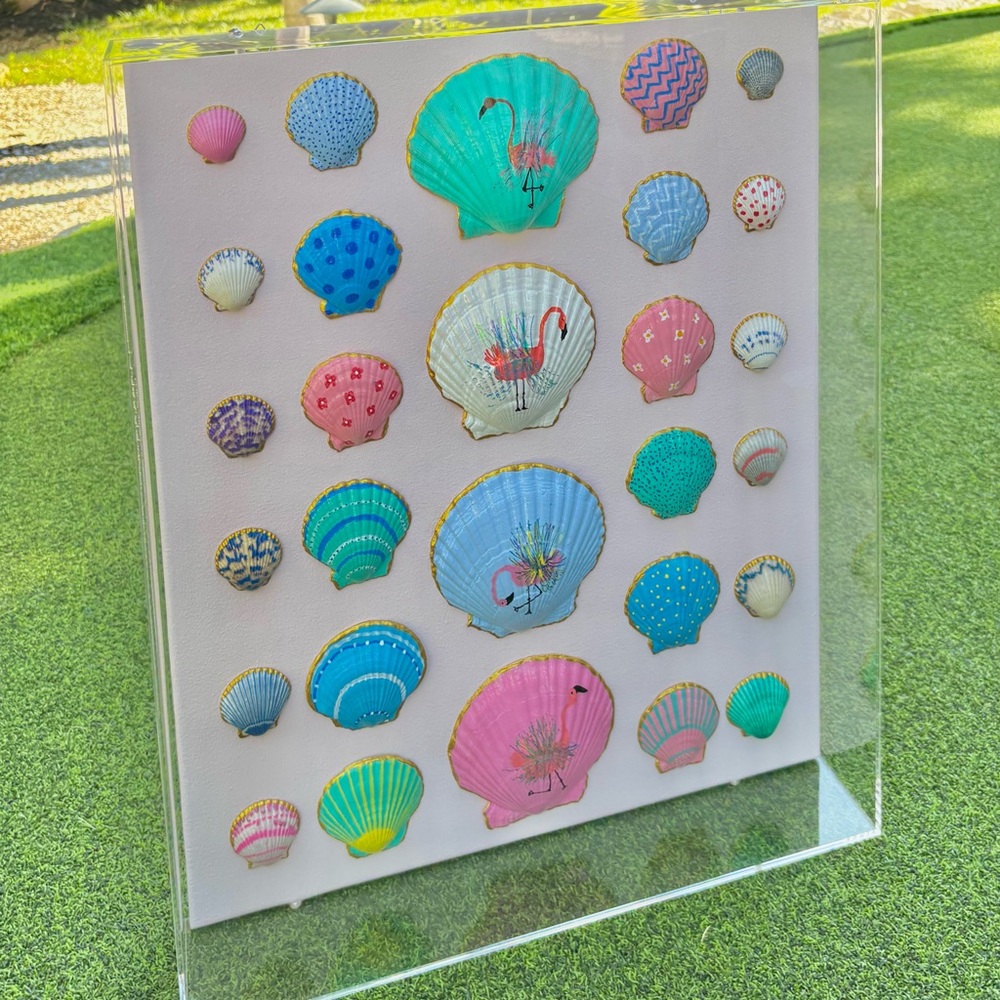 Flamingos in paradise 🦩 She Shells Art hand painted seashell art